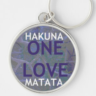 Chaveiro Um Amor Hakuna Matata Swahili Azul Cinza Abstrato