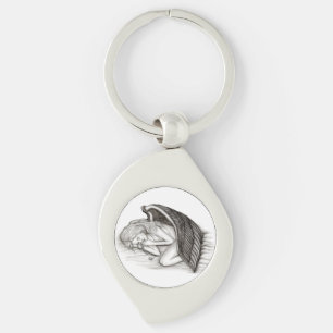 Chaveiro Um anjo adormecido, Design preto e branco