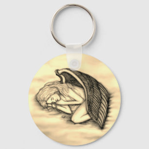 Chaveiro Um anjo dormindo no céu nuvem design de ouro