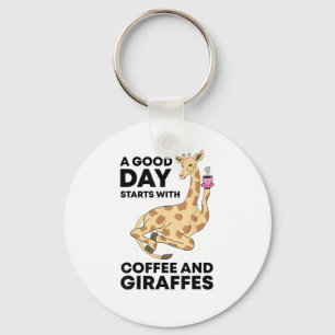 Chaveiro Um Bom Dia Começa Com Café E Girafa Engraçado