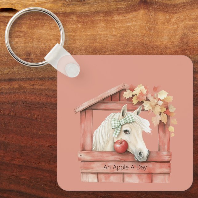 Chaveiro Um Cavalo Branco de Uma Maçã Por Dia (Frente)