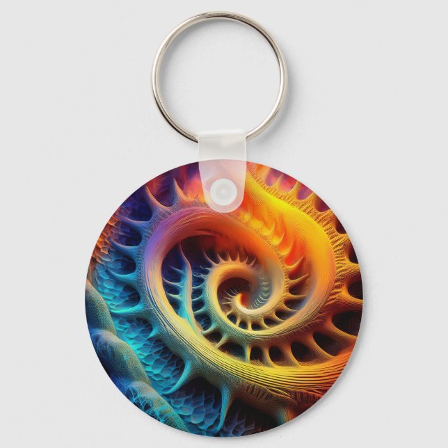 Chaveiro Um Conjunto de Mandelbrot Fractal Dourado Espinhos (Frente)
