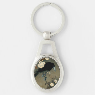 Chaveiro Um corvo e uma flor pelo vintage de Ohara Koson