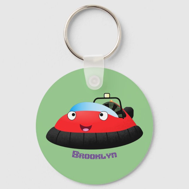 Chaveiro Um desenho animado de hovercraft, vermelho e bonit (Frente)
