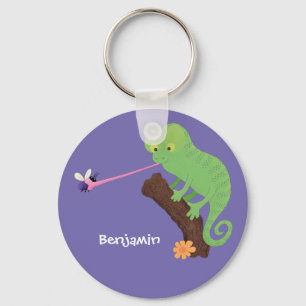 Chaveiro Um desenho animado de lagarto de camaleão verde e