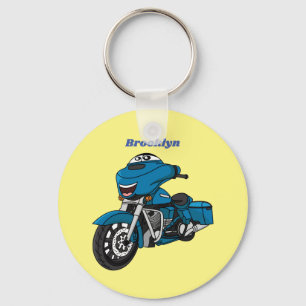 Chaveiro Um desenho animado de moto azul e bonito