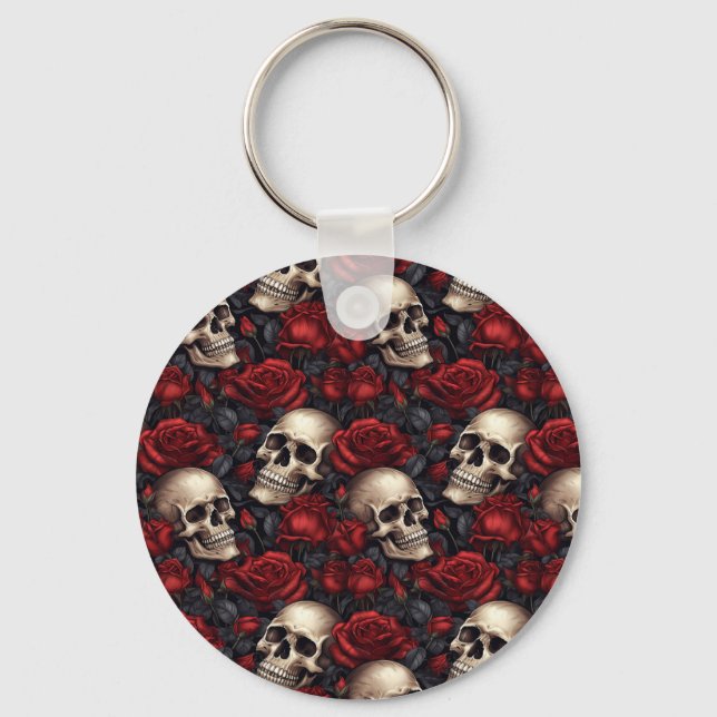 Chaveiro Um design da série A Skull and Roses 10 (Frente)
