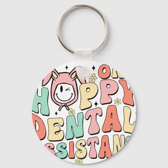 Chaveiro um feliz assistente dentário, retrô, vintage (Frente)