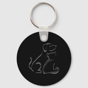 Chaveiro Um Gato E Um Cão Silhoutte Amizade