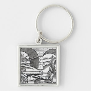 Chaveiro Um homem que carrega um canhão