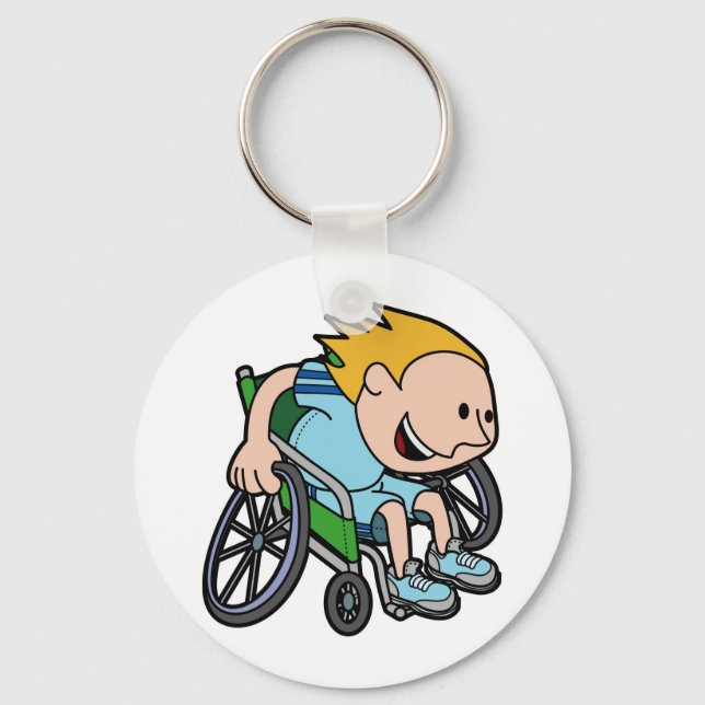 Chaveiro Um menino correndo em cadeira de rodas (Frente)