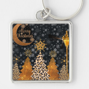 Chaveiro Um Natal Glamouroso com Leopardo Selvagem
