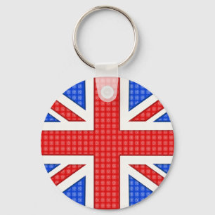 Chaveiro Uma bandeira do Union Jack texturizada.