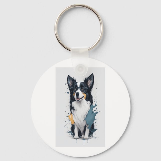 Chaveiro Uma bela Collie de Cães [RB#10011] (Frente)