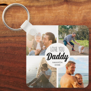 Chaveiro Uma Colagem Personalizada De Fotografias "Pai" Com
