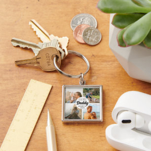 Chaveiro Uma Colagem Personalizada De Fotografias "Pai" Com