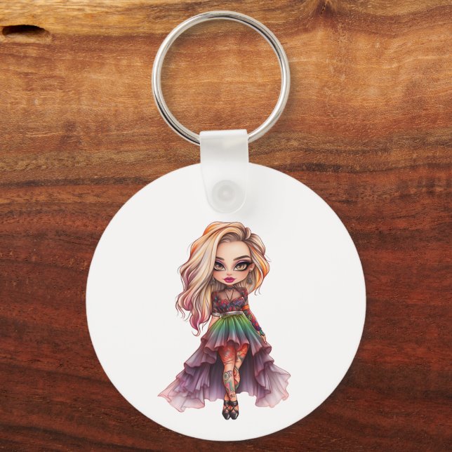 Chaveiro Uma Coleção de Design de Halloween de Menina Fofa  (Frente)