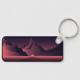 Chaveiro Uma ilustração de pôr do sol na montanha