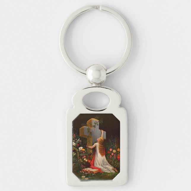 Chaveiro Uma mulher com uma cruz está rezando (Frente)