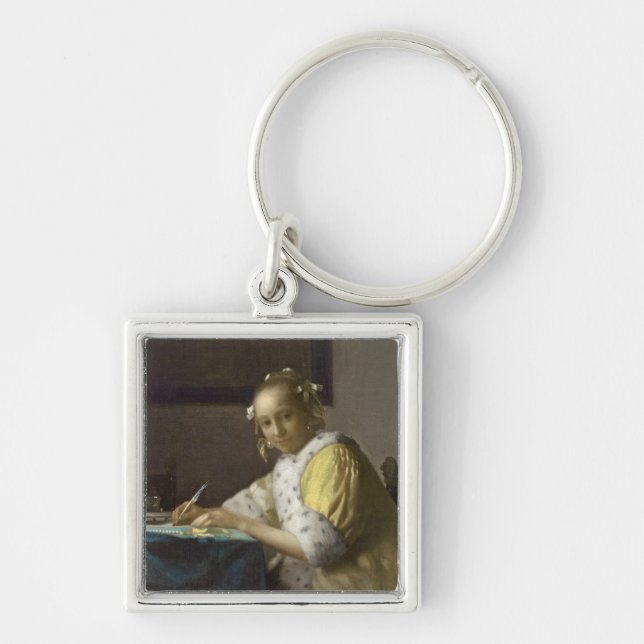 Chaveiro Uma senhora Escrita, C. 1665 (óleo em canvas) (Frente)