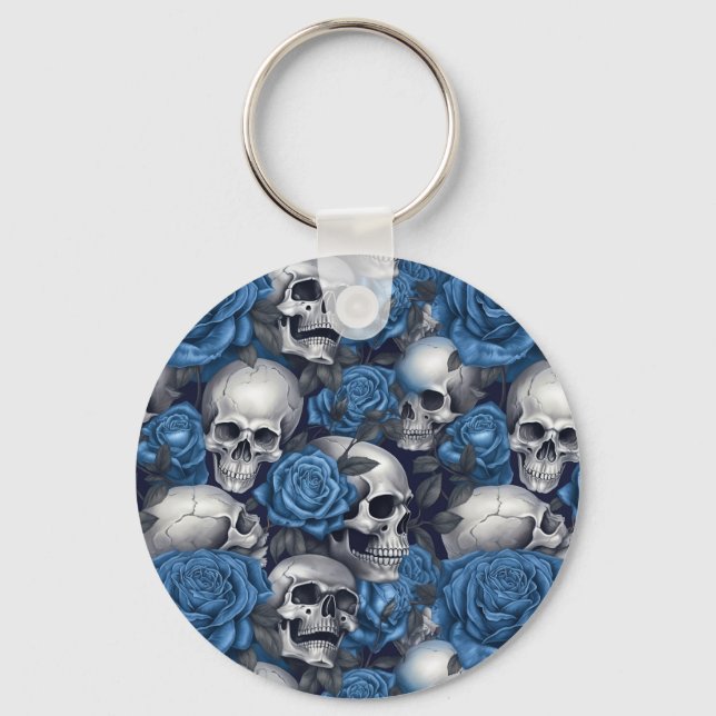 Chaveiro Uma Série de Crânios e Rosas Design 12 (Frente)