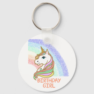 Chaveiro Unicorn Birthday Girl Rainbow