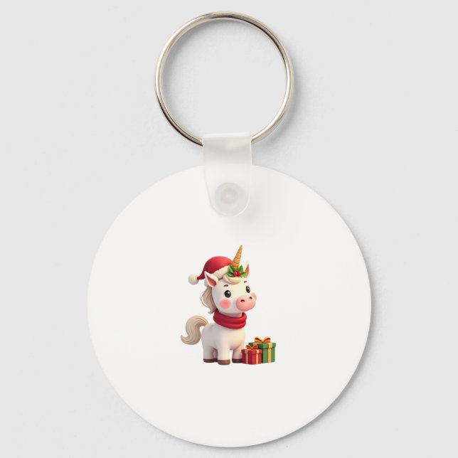 Chaveiro Unicorn Xmas Decoration Santa Unicorn Christmas T- (Frente)