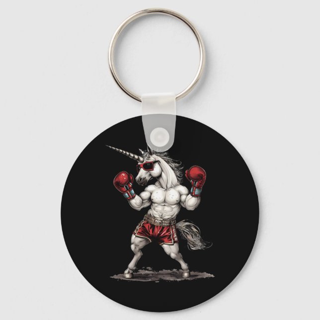 Chaveiro Unicórnio Boxeador Com Luvas de Boxe Kickboxing En (Frente)