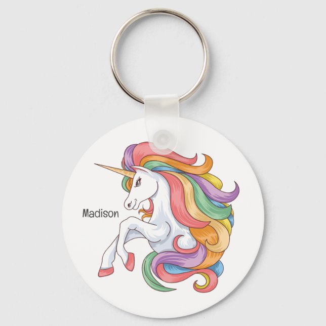 Chaveiro Unicórnio Colorido de Nome Personalizado (Frente)