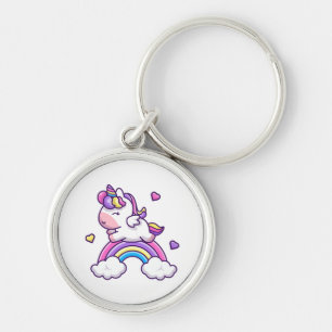 Chaveiro Unicórnio Fofo Com Desenho Animado De Arco-Íris