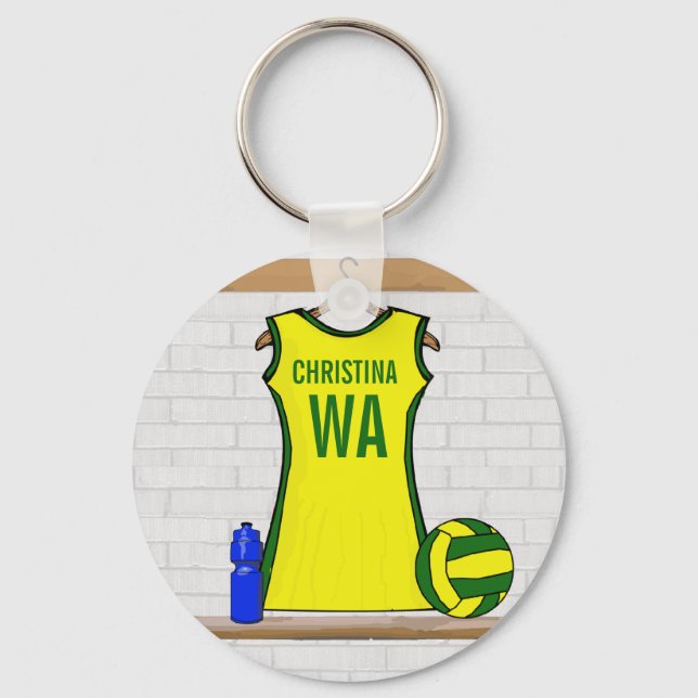 Chaveiro Uniform Netball Personalizado Amarelo e Verde (Frente)