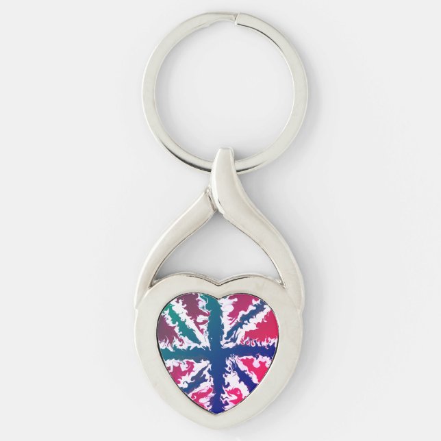 Chaveiro Union Jack Painted UK Art Pink Blue Laser (Frente)