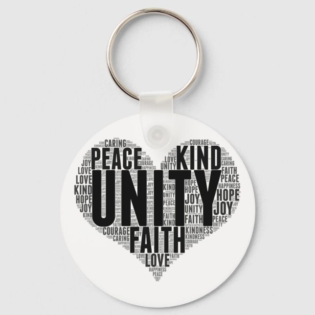 Chaveiro Unity Wordcloud Be Kind Stop Bullying Orange Unity (Frente)