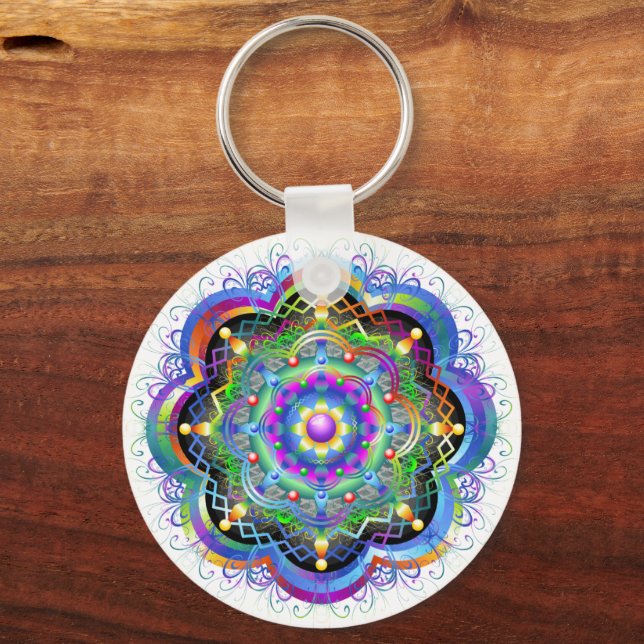Chaveiro Universo Mandala Cores Psicodélicas (Frente)