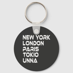 Chaveiro Unna New York London Paris Tokio Anhänger