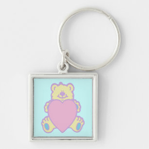 Chaveiro Ursa de pelúcia fofa coração de amor