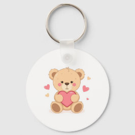 Chaveiro Ursa de pelúcia fofa segurando coração – Amor de D