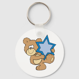 Chaveiro ursinho de pelúcia de Hanukkah fofo segurando a es