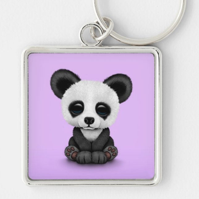 Chaveiro Urso bonito Cub da panda do bebê no roxo (Frente)