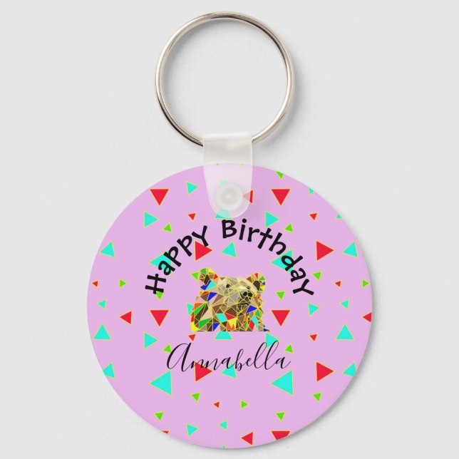 Chaveiro Urso Cinza Rosa (Frente)