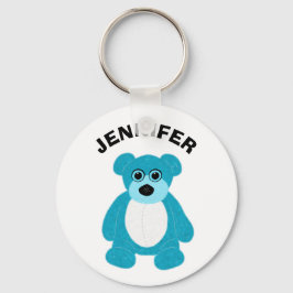 Chaveiro Urso Cinzento Azul Brilhante Personalizado