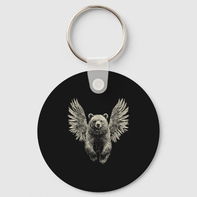 Chaveiro Urso com Anjo Retro Trabalho de arte Flyin (Frente)