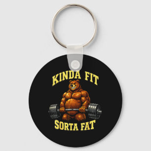 Chaveiro Urso de Academia Engraçado_ Meio em Forma Meio Gor