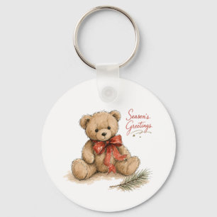 Chaveiro Urso de Natal em Aquarela