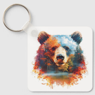 Chaveiro Urso em Floresta de outono