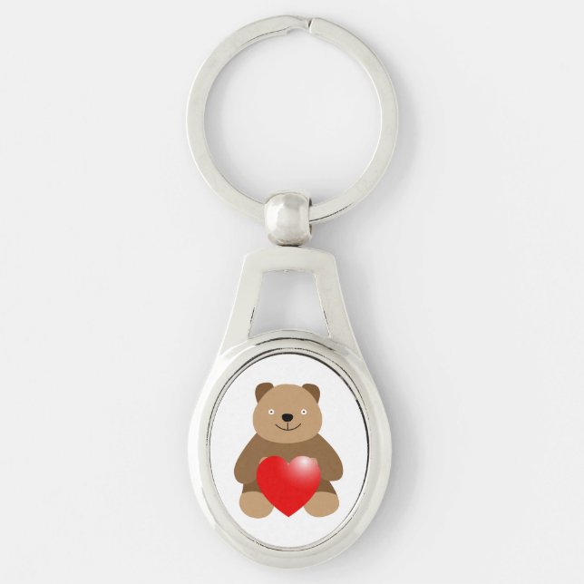 Chaveiro Urso engraçado com coração (Frente)