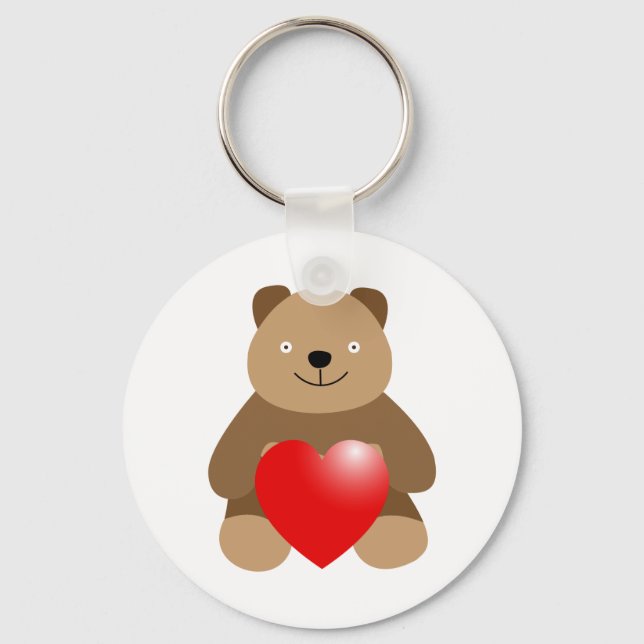 Chaveiro Urso engraçado com coração (Frente)
