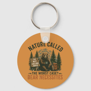 Chaveiro Urso Engraçado Placa de Acampamento Natureza Ligou