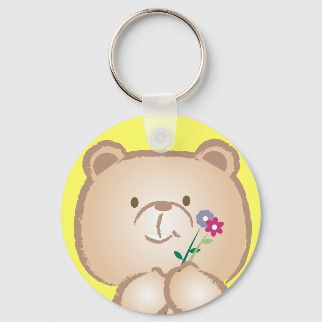 Chaveiro urso feminino traz flores (Frente)