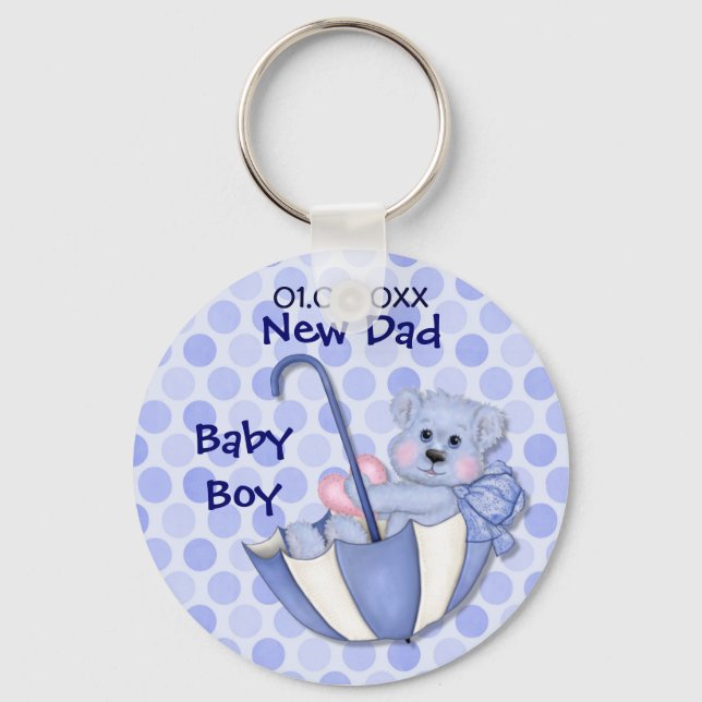 Chaveiro Urso Guarda-chuvas - Novo papai - Menino (Frente)